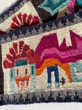 Vintage Handwoven Peruvian Style Runner Rug Wall Hanging 60x12 Wool Boho Tribal